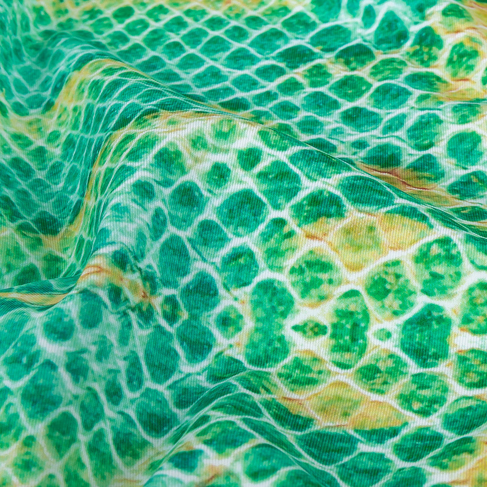 Compression Swimwear Tricot, UV Protective with Aloe Vera Microcapsules - Arcadia and Yellow Python - Caye Collection Compression Swimwear Tricot, UV Protective with Aloe Vera Microcapsules - Arcadia and Yellow Python - Caye Collection