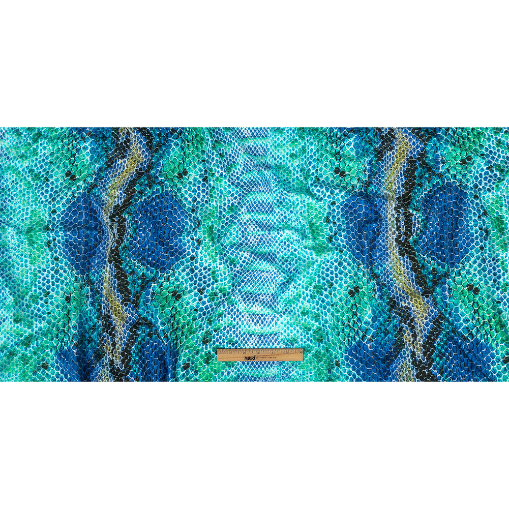 Traje de baño de compresión de tricot, con protección UV y microcápsulas de aloe vera - Azul y verde azulado pitón - Colección Caye Traje de baño de compresión de tricot, con protección UV y microcápsulas de aloe vera - Azul y verde azulado pitón - Colección Caye