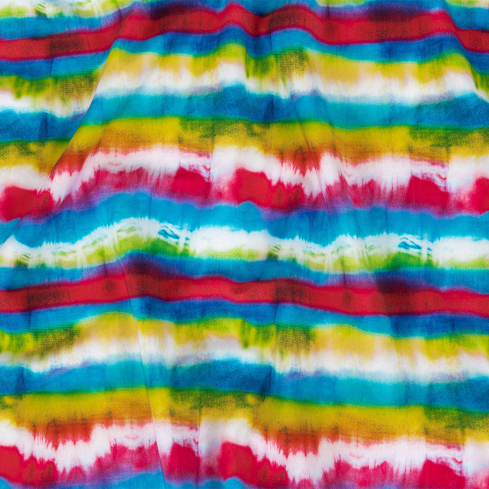 Compression Swimwear Tricot, UV Protective with Aloe Vera Microcapsules - Pink, Blue and Yellow Tie Dye Stripes - Caye Collection Compression Swimwear Tricot, UV Protective with Aloe Vera Microcapsules - Pink, Blue and Yellow Tie Dye Stripes - Caye Collection