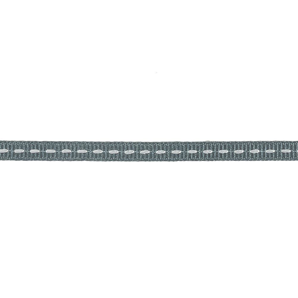 Cool Gray Grosgrain Ribbon with Lucent White Stitching - 0.25" Detail Cool Gray Grosgrain Ribbon with Lucent White Stitching - 0.25" Detail
