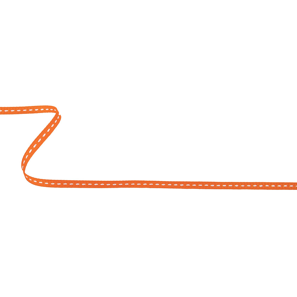 Dragon Fire Grosgrain Ribbon with Lucent White Stitching - 0.25" Dragon Fire Grosgrain Ribbon with Lucent White Stitching - 0.25"