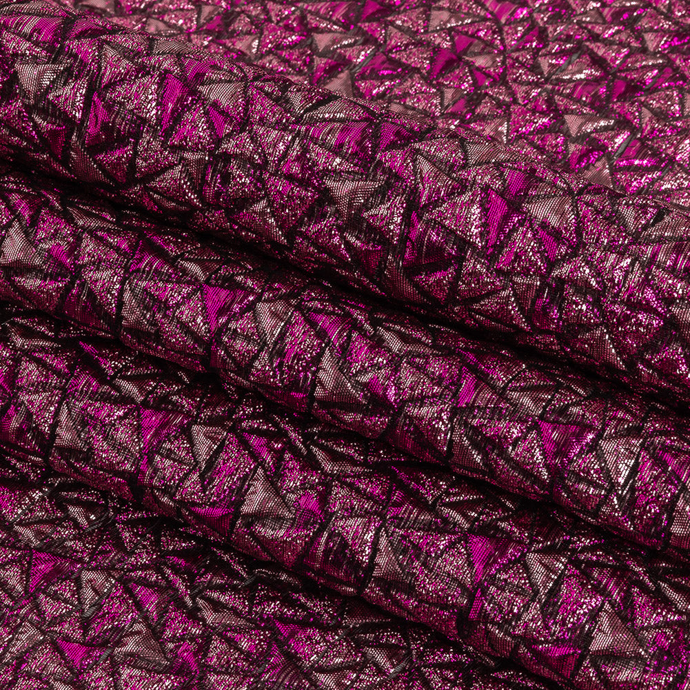 Mood Exclusive Metallic Fuchsia and Corsage Pink Tactile Triangles Luxury Brocade Folded Mood Exclusive Metallic Fuchsia and Corsage Pink Tactile Triangles Luxury Brocade Folded