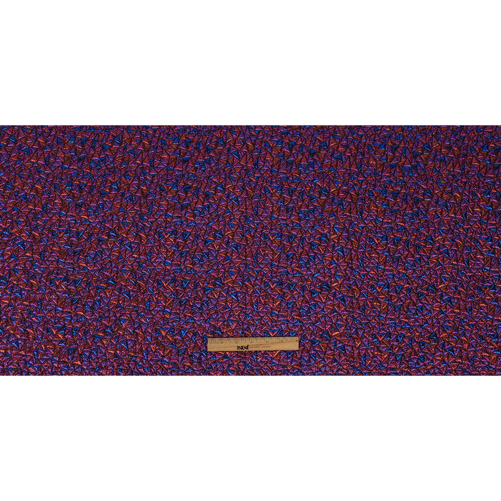 Mood Exclusive Metallic Royal Blue and Red Tactile Triangles Luxury Brocade Full Mood Exclusive Metallic Royal Blue and Red Tactile Triangles Luxury Brocade Full