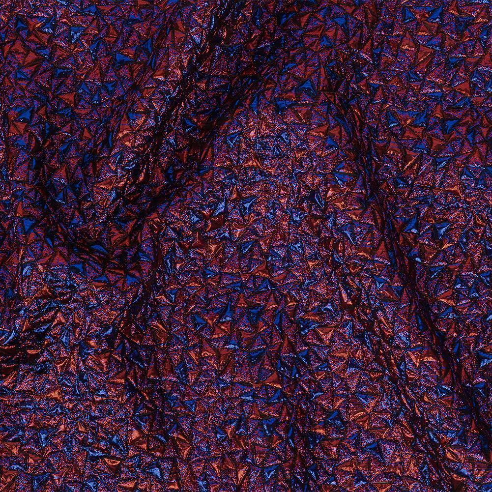 Mood Exclusive Metallic Royal Blue and Red Tactile Triangles Luxury Brocade Mood Exclusive Metallic Royal Blue and Red Tactile Triangles Luxury Brocade