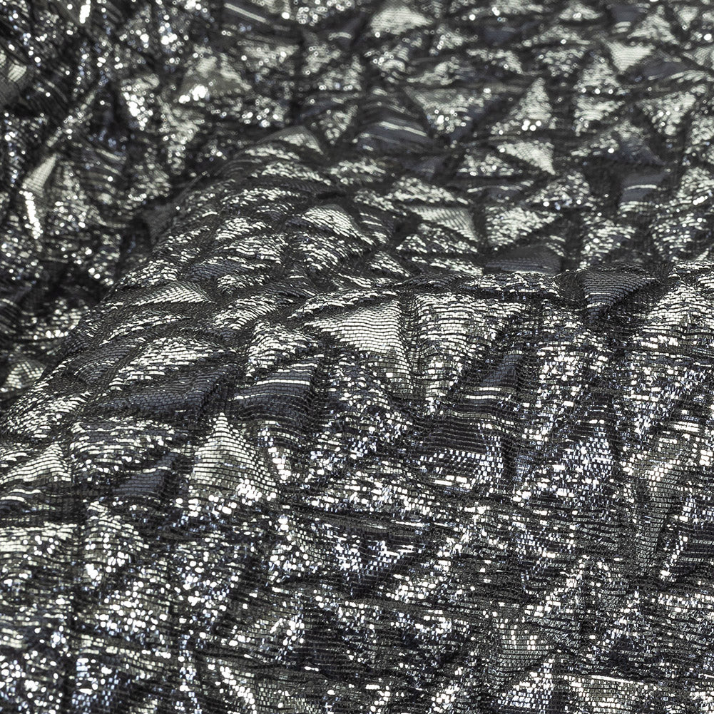 Mood Exclusive Metallic Silver and Navy Tactile Triangles Luxury Brocade Detail Mood Exclusive Metallic Silver and Navy Tactile Triangles Luxury Brocade Detail