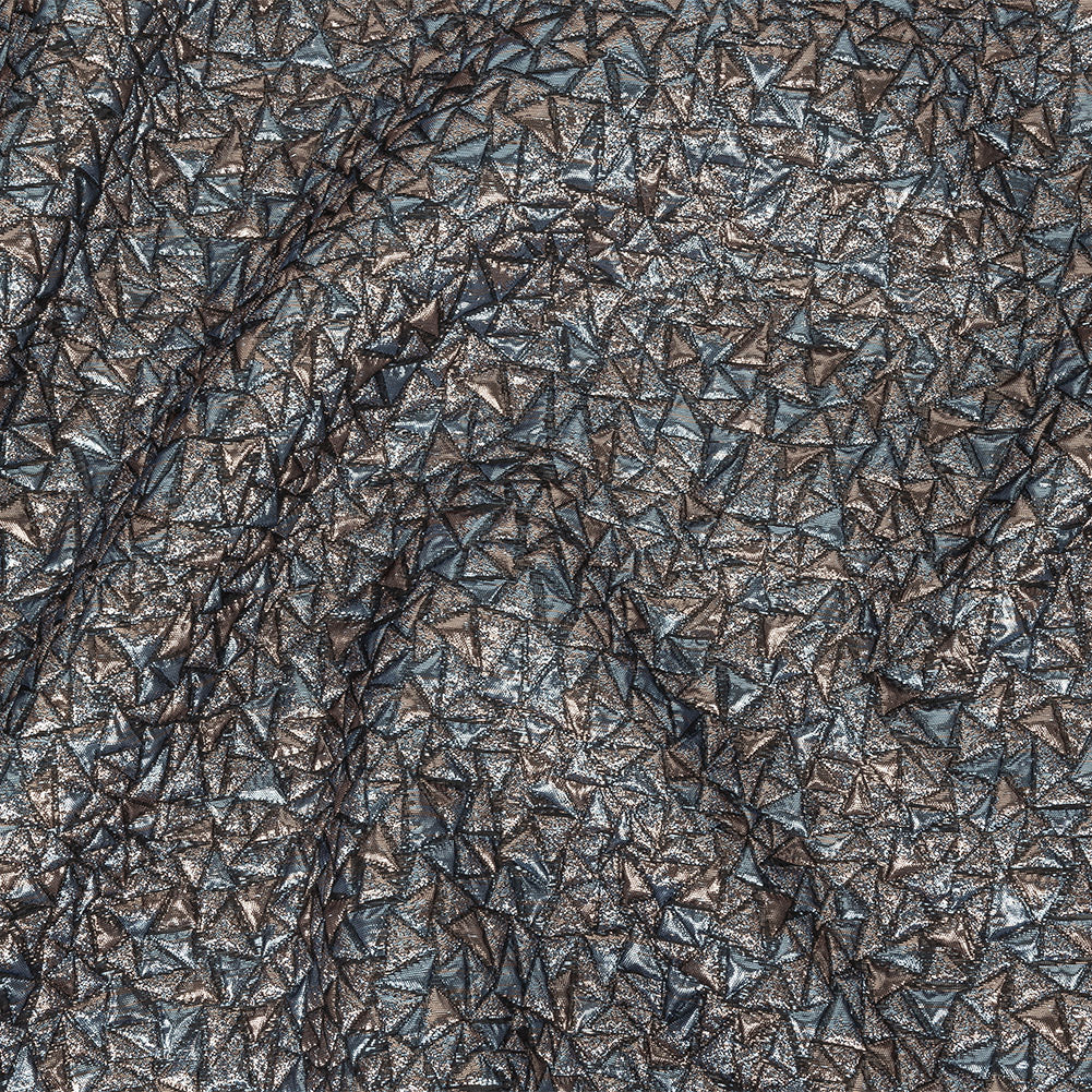Mood Exclusive Metallic Rose Gold and Sky Blue Tactile Triangles Luxury Brocade Mood Exclusive Metallic Rose Gold and Sky Blue Tactile Triangles Luxury Brocade