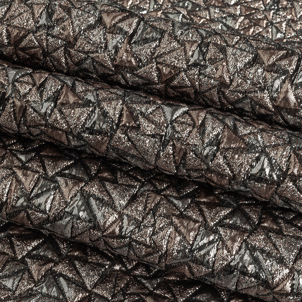 Mood Exclusive Metallic Silver and Rose Gold Tactile Triangles Luxury Brocade Folded Mood Exclusive Metallic Silver and Rose Gold Tactile Triangles Luxury Brocade Folded