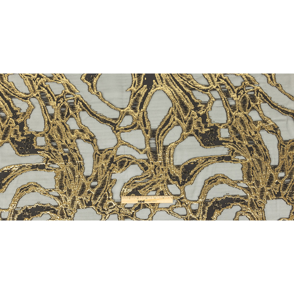 Mood Exclusive Metallic Gold and Black Mineral Veins Luxury Burnout Brocade Full Mood Exclusive Metallic Gold and Black Mineral Veins Luxury Burnout Brocade Full
