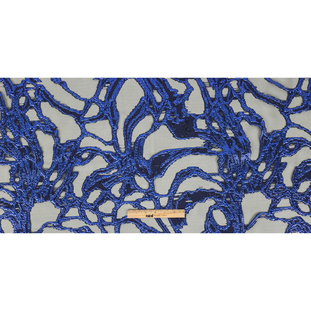 Mood Exclusive Metallic Magnetic Blue and Black Mineral Veins Luxury Burnout Brocade Full Mood Exclusive Metallic Magnetic Blue and Black Mineral Veins Luxury Burnout Brocade Full
