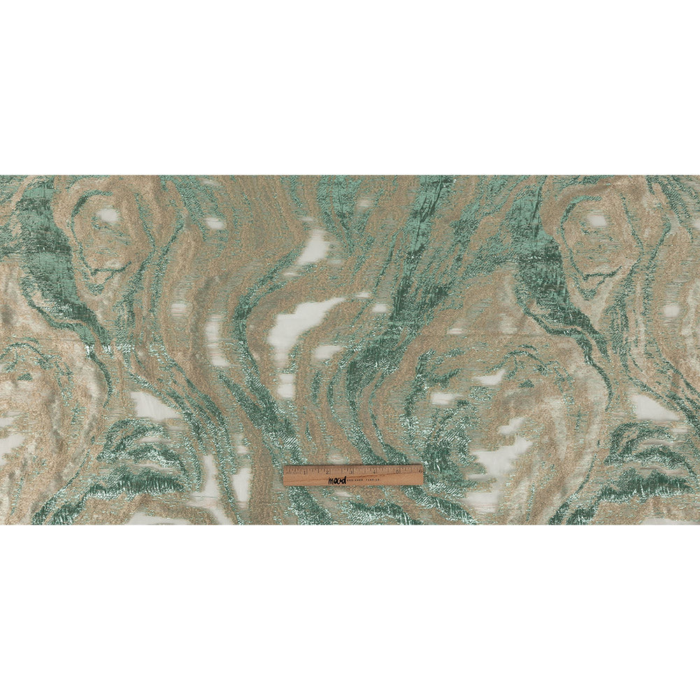 Mood Exclusive Metallic Seafoam and Beige Painterly Swirls Luxury Burnout Brocade Full Mood Exclusive Metallic Seafoam and Beige Painterly Swirls Luxury Burnout Brocade Full