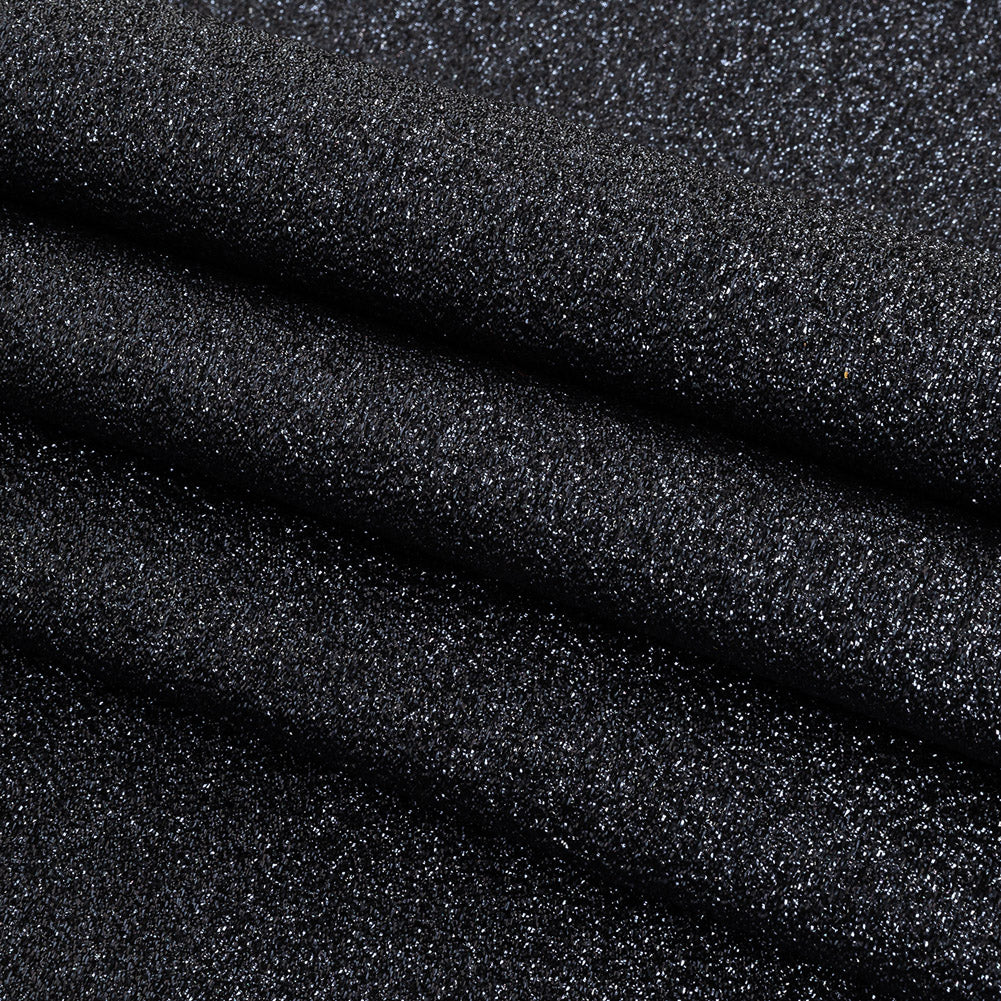 Cygnus Metallic Navy and Black Crinkled Lame Luxury Brocade Folded Cygnus Metallic Navy and Black Crinkled Lame Luxury Brocade Folded