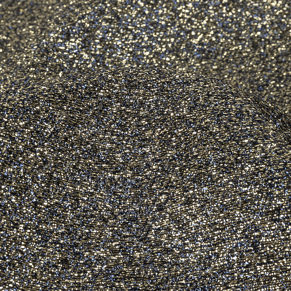 Cygnus Metallic Gold and Navy Crinkled Lame Luxury Brocade Detail Cygnus Metallic Gold and Navy Crinkled Lame Luxury Brocade Detail
