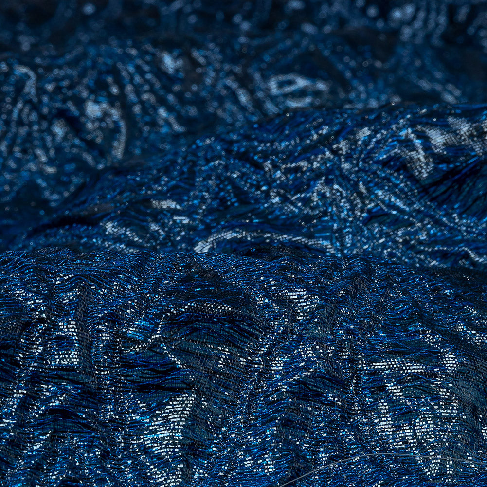Mood Exclusive Metallic Magnetic Blue and Navy Feathers Ombre Luxury Brocade Panel Detail Mood Exclusive Metallic Magnetic Blue and Navy Feathers Ombre Luxury Brocade Panel Detail