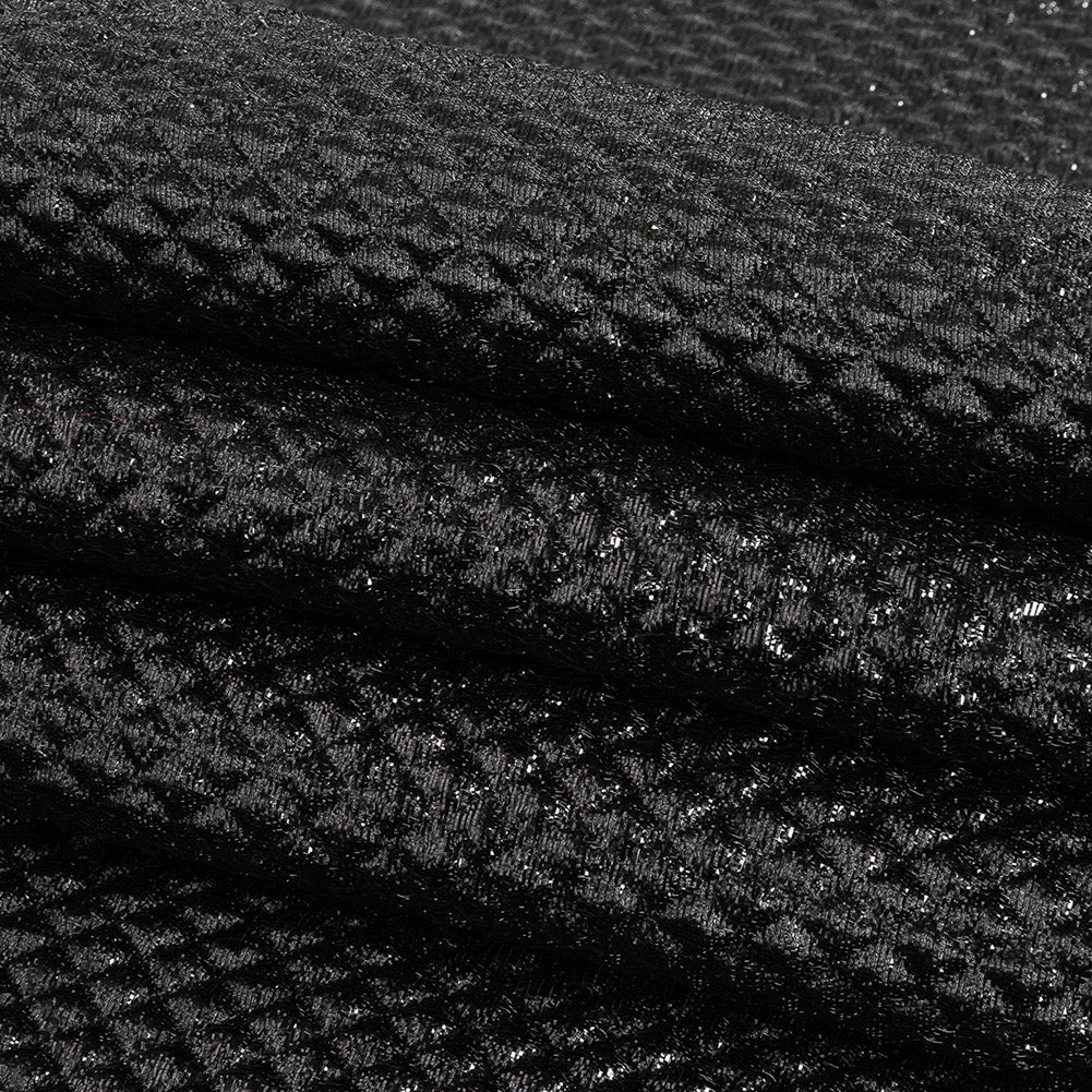 Mood Exclusive Jolene Metallic Black Tiny Diamonds Quilted Luxury Brocade Folded Mood Exclusive Jolene Metallic Black Tiny Diamonds Quilted Luxury Brocade Folded