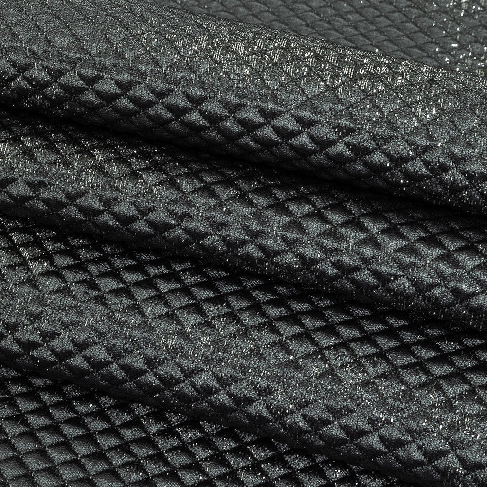 Mood Exclusive Jolene Metallic Silver and Gray Tiny Diamonds Quilted Luxury Brocade Folded Mood Exclusive Jolene Metallic Silver and Gray Tiny Diamonds Quilted Luxury Brocade Folded