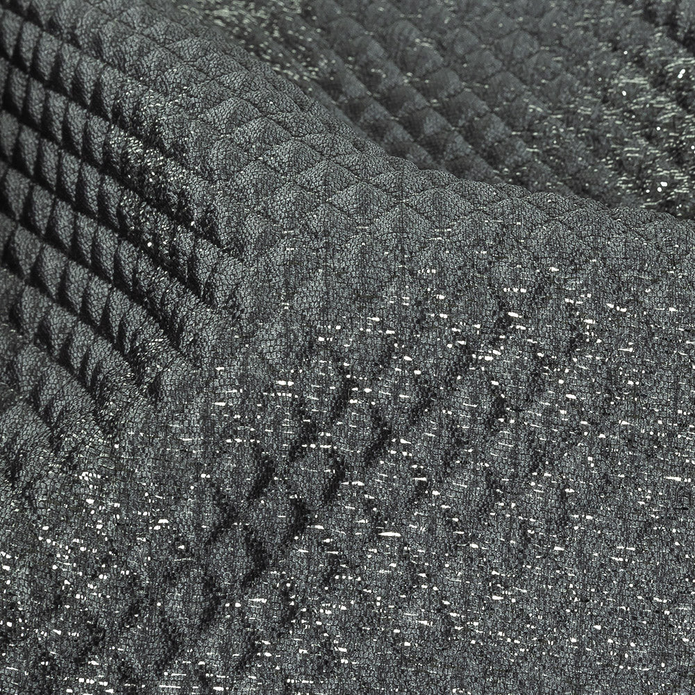 Mood Exclusive Jolene Metallic Silver and Gray Tiny Diamonds Quilted Luxury Brocade Detail Mood Exclusive Jolene Metallic Silver and Gray Tiny Diamonds Quilted Luxury Brocade Detail