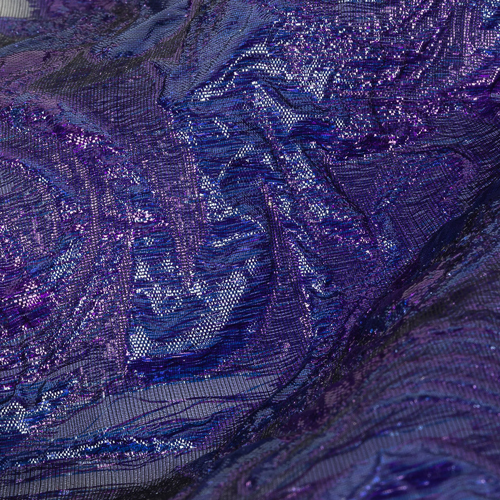 Mood Exclusive Metallic Purple and Navy Swirls Sheer Organza Luxury Brocade Detail Mood Exclusive Metallic Purple and Navy Swirls Sheer Organza Luxury Brocade Detail