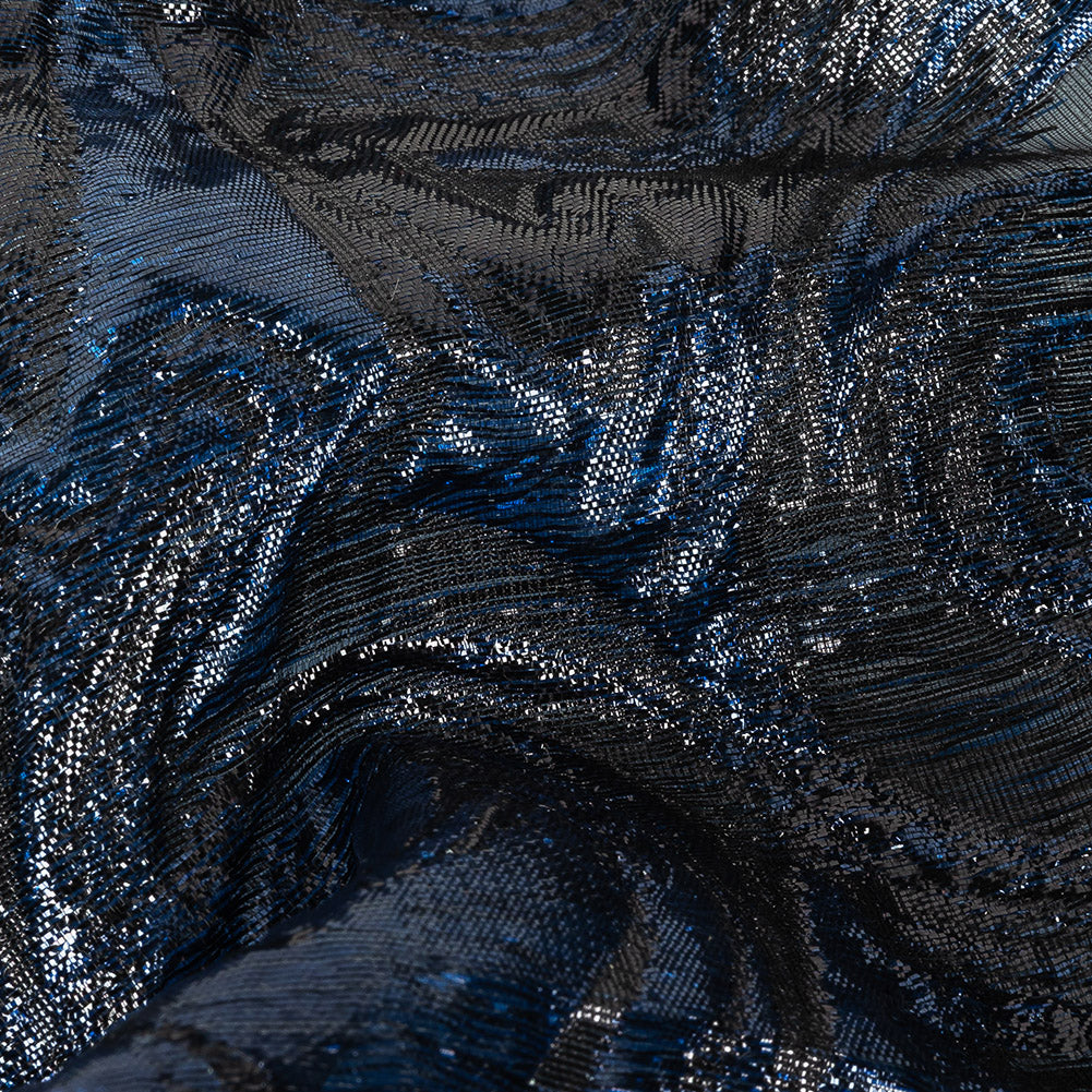 Mood Exclusive Metallic Navy and Black Swirls Sheer Organza Luxury Brocade Detail Mood Exclusive Metallic Navy and Black Swirls Sheer Organza Luxury Brocade Detail