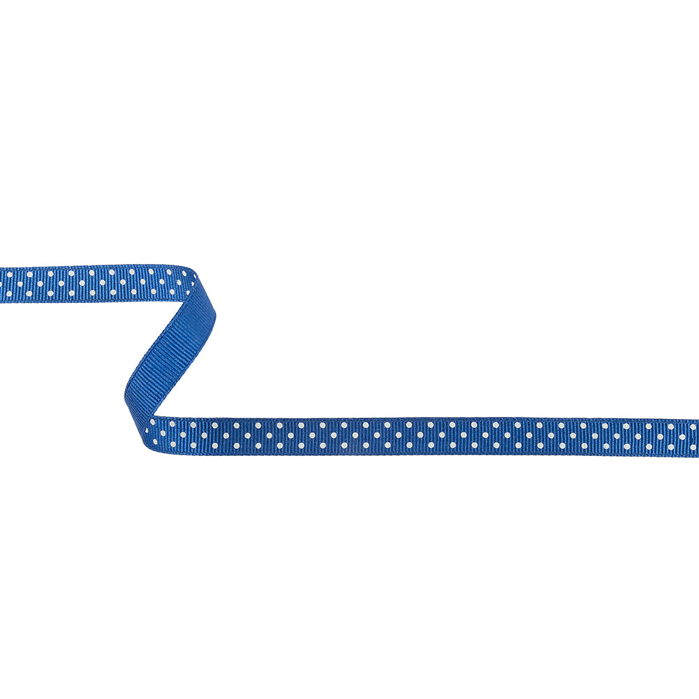 Deep Ultramarine and White Polka Dots Grosgrain Ribbon - 0.375" Deep Ultramarine and White Polka Dots Grosgrain Ribbon - 0.375"