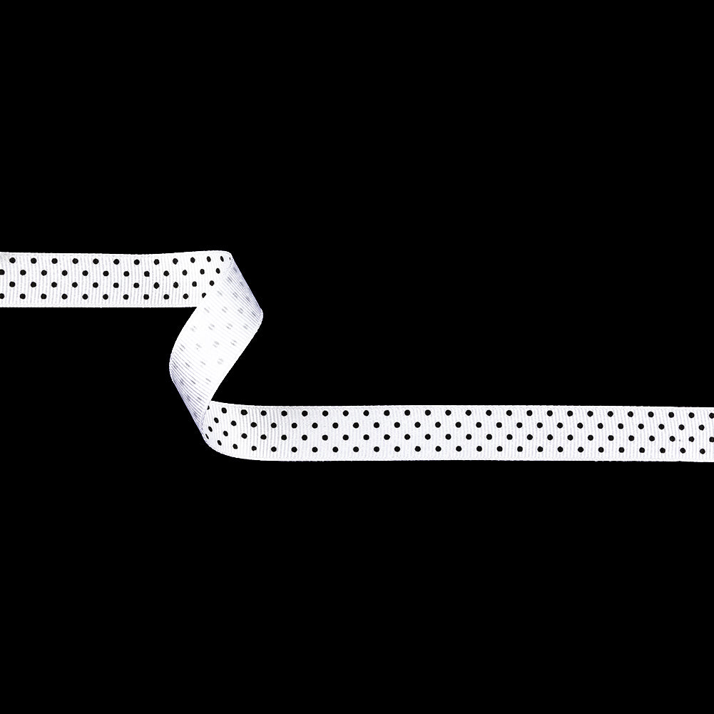 Bright White and Moonless Night Polka Dots Grosgrain Ribbon - 0.625" Bright White and Moonless Night Polka Dots Grosgrain Ribbon - 0.625"