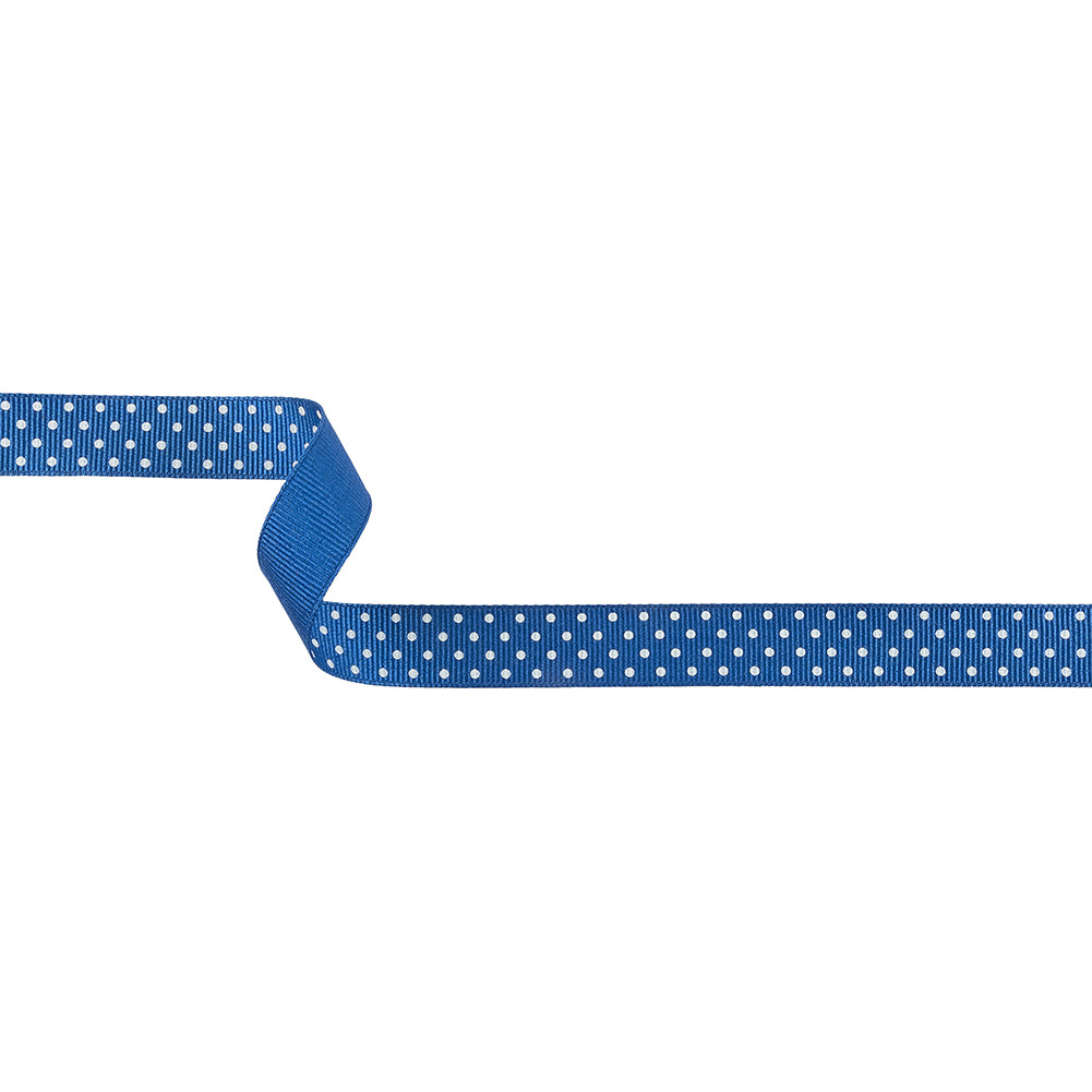 Deep Ultramarine and White Polka Dots Grosgrain Ribbon - 0.625" Deep Ultramarine and White Polka Dots Grosgrain Ribbon - 0.625"