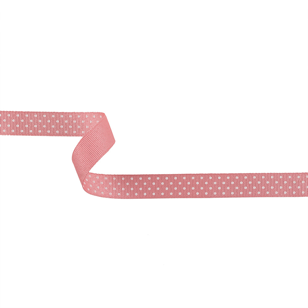 Flamingo Pink and White Polka Dots Grosgrain Ribbon - 0.625" Flamingo Pink and White Polka Dots Grosgrain Ribbon - 0.625"