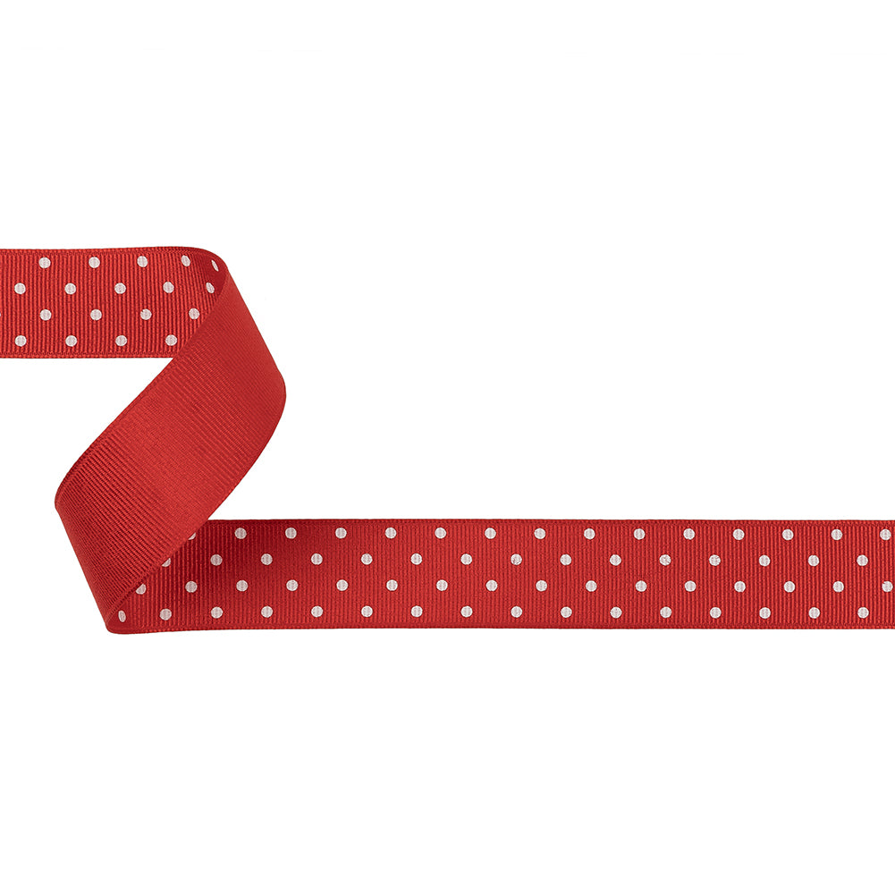 High Risk Red and White Polka Dots Grosgrain Ribbon - 1" High Risk Red and White Polka Dots Grosgrain Ribbon - 1"