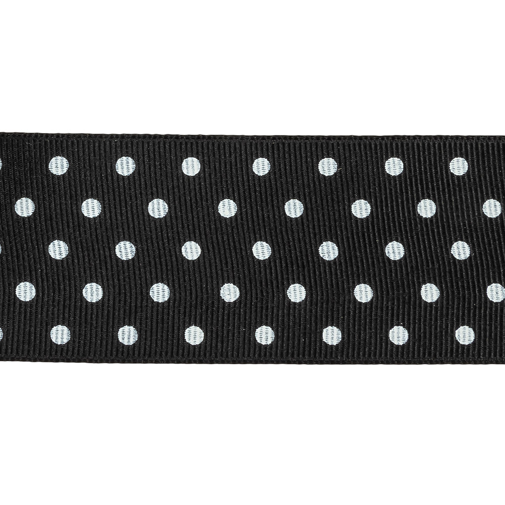 Phantom and White Polka Dots Grosgrain Ribbon - 1.625" Detail Phantom and White Polka Dots Grosgrain Ribbon - 1.625" Detail