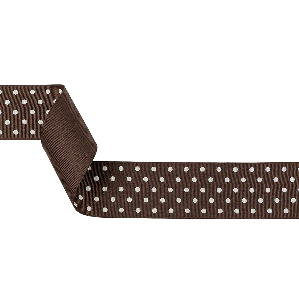 Chestnut and White Polka Dots Grosgrain Ribbon - 1.625" Chestnut and White Polka Dots Grosgrain Ribbon - 1.625"