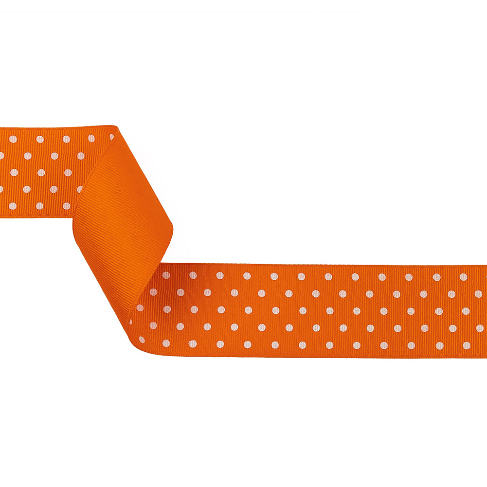 Carrot and White Polka Dots Grosgrain Ribbon - 1.625" Carrot and White Polka Dots Grosgrain Ribbon - 1.625"