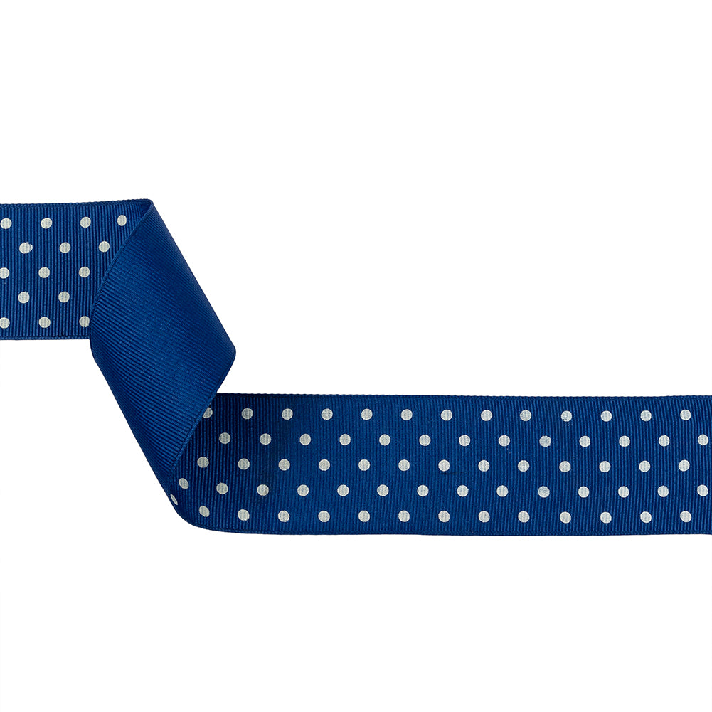 Deep Ultramarine and White Polka Dots Grosgrain Ribbon - 1.625" Deep Ultramarine and White Polka Dots Grosgrain Ribbon - 1.625"