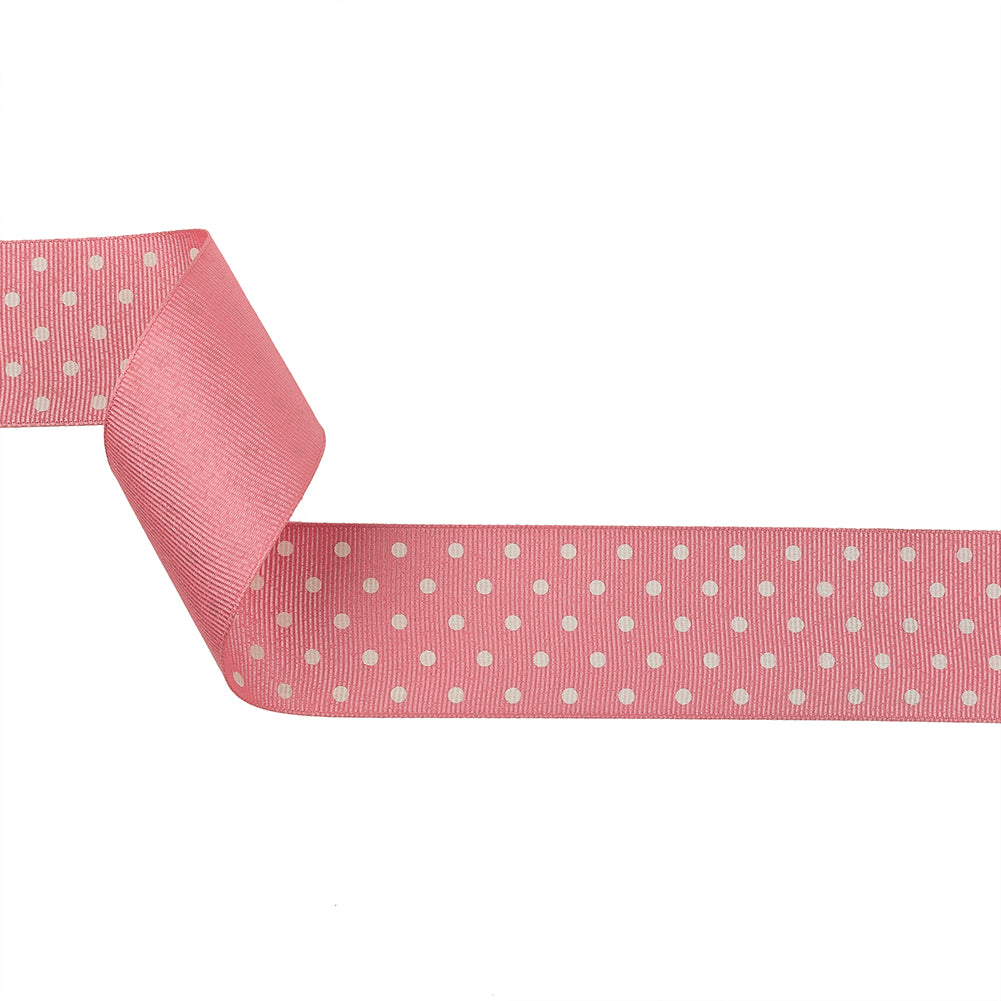Flamingo Pink and White Polka Dots Grosgrain Ribbon - 1.625" Flamingo Pink and White Polka Dots Grosgrain Ribbon - 1.625"
