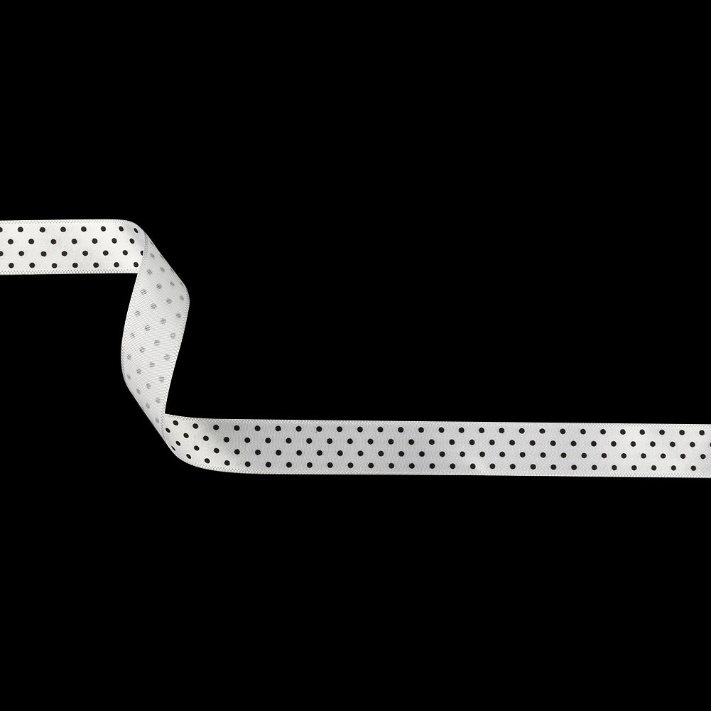 White and Black Polka Dots Satin Ribbon - 0.625" White and Black Polka Dots Satin Ribbon - 0.625"