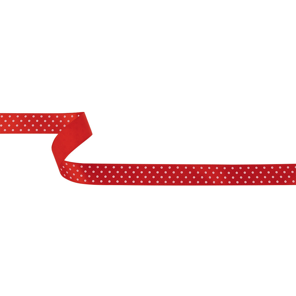 Red and White Polka Dots Satin Ribbon - 0.625" Red and White Polka Dots Satin Ribbon - 0.625"