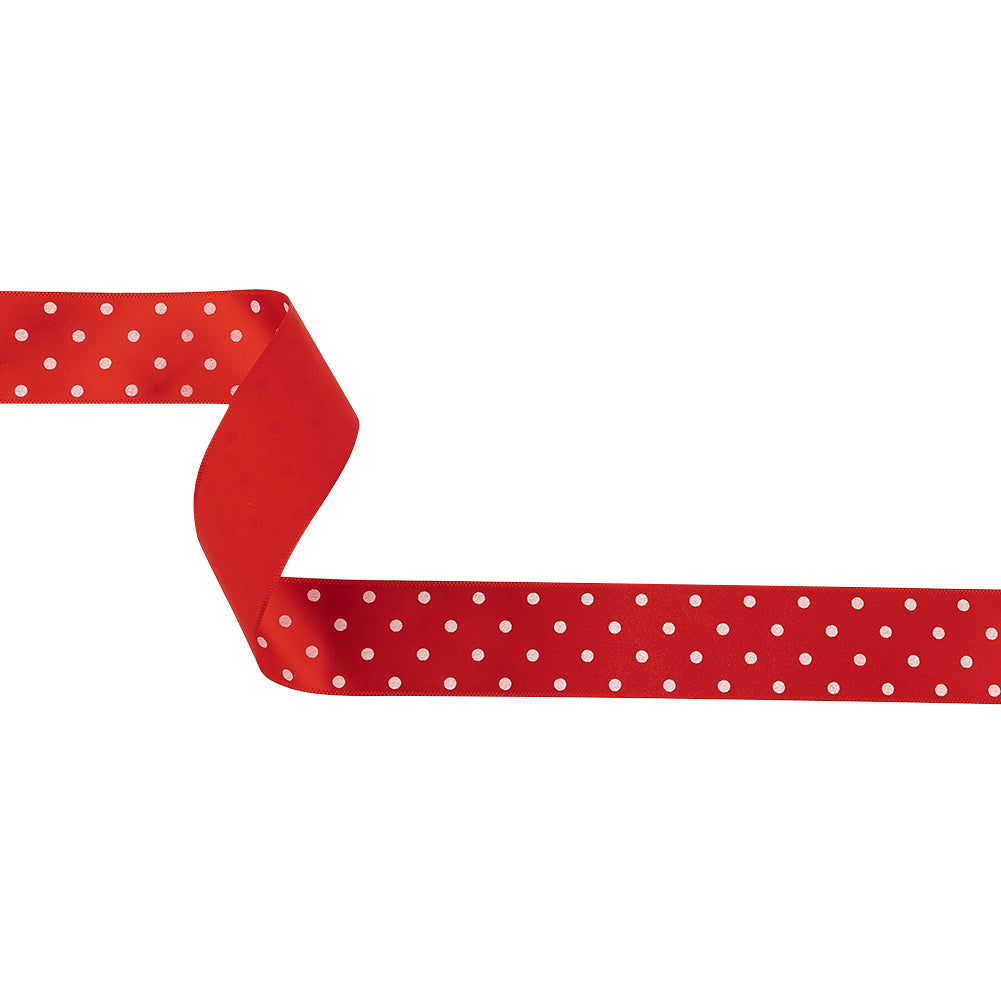 Red and White Polka Dots Satin Ribbon - 1" Red and White Polka Dots Satin Ribbon - 1"
