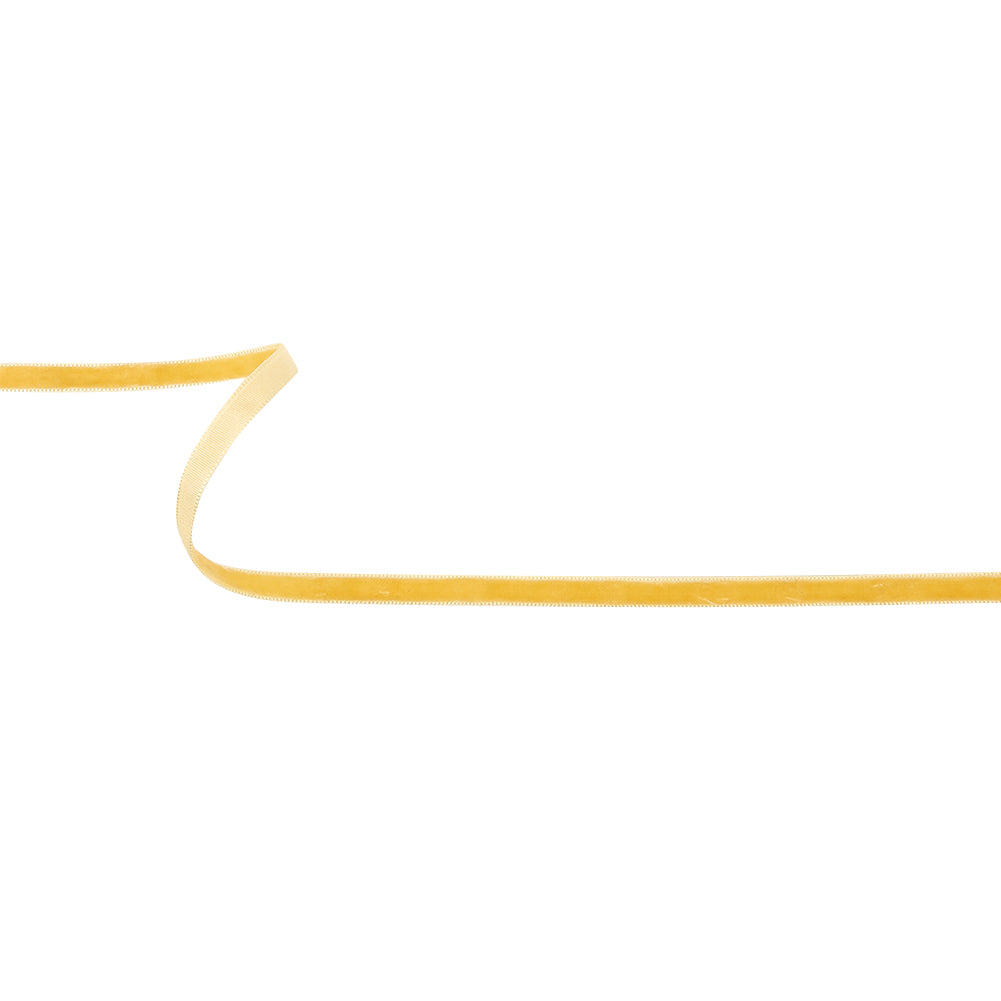Cream Gold Single Face Velvet Ribbon - 0.25" Cream Gold Single Face Velvet Ribbon - 0.25"