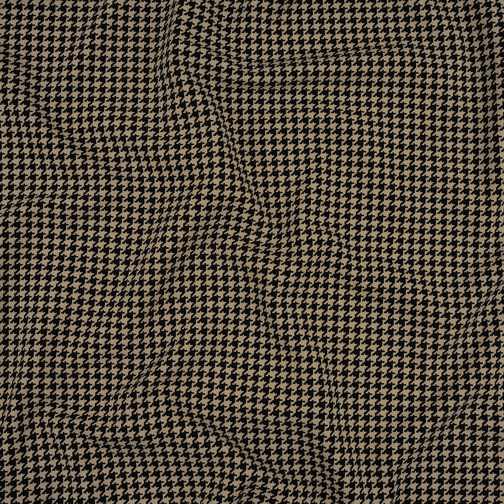 Blackstone and Beige Houndstooth Stretch Cotton Jersey Blackstone and Beige Houndstooth Stretch Cotton Jersey