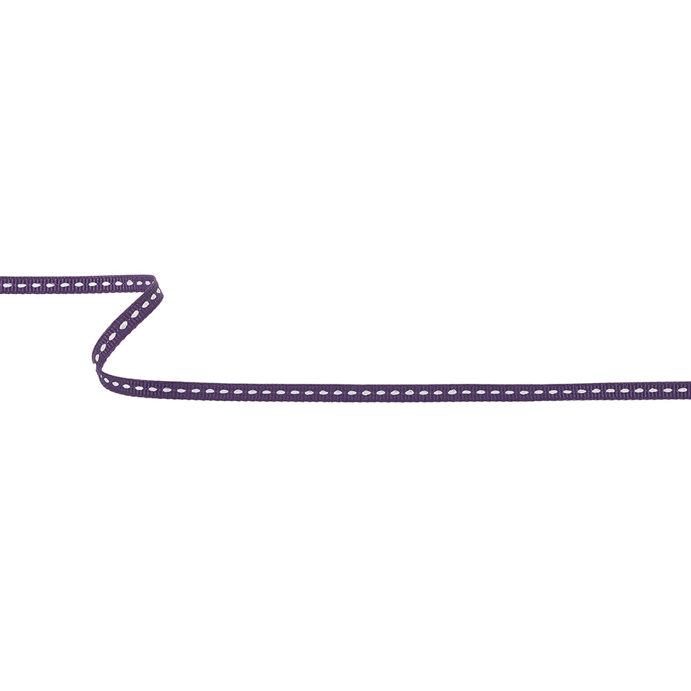 Royal Purple Grosgrain Ribbon with Lucent White Stitching - 0.25" Royal Purple Grosgrain Ribbon with Lucent White Stitching - 0.25"