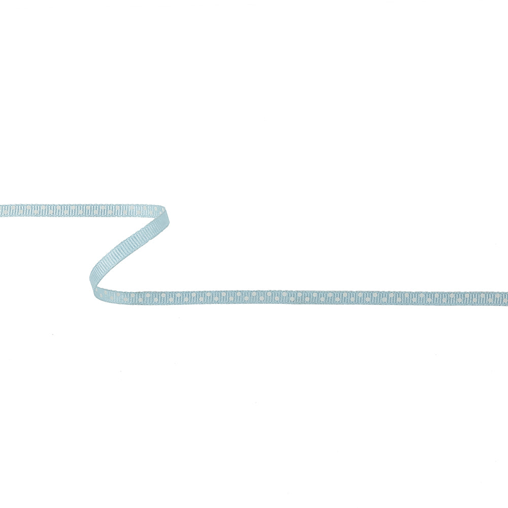 Winter Sky and White Polka Dots Grosgrain Ribbon - 0.25" Winter Sky and White Polka Dots Grosgrain Ribbon - 0.25"