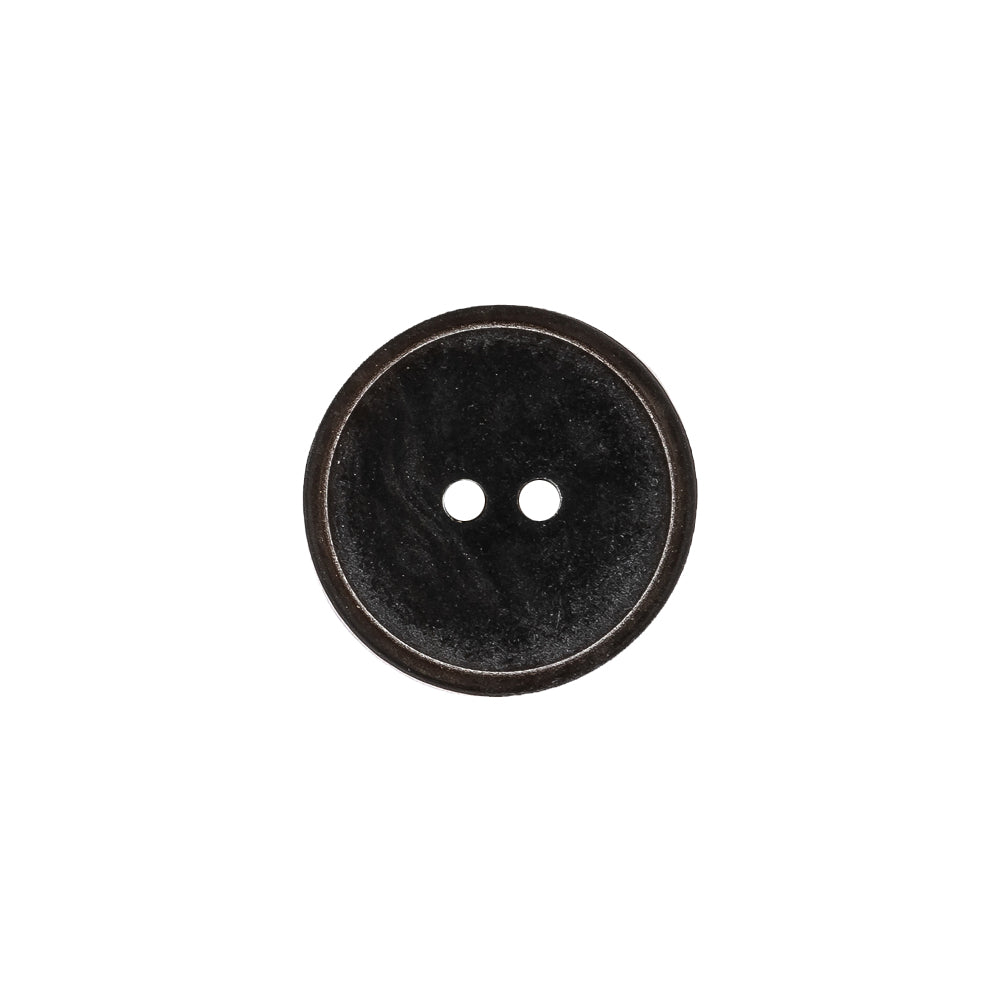 Matte Charcoal Narrow Rim 2-Hole Plastic Button - 24L/15mm Matte Charcoal Narrow Rim 2-Hole Plastic Button - 24L/15mm