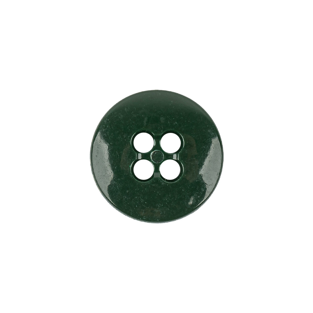 Hunter Green Low Convex 4-Hole Plastic Button - 27L/17mm Detail Hunter Green Low Convex 4-Hole Plastic Button - 27L/17mm Detail