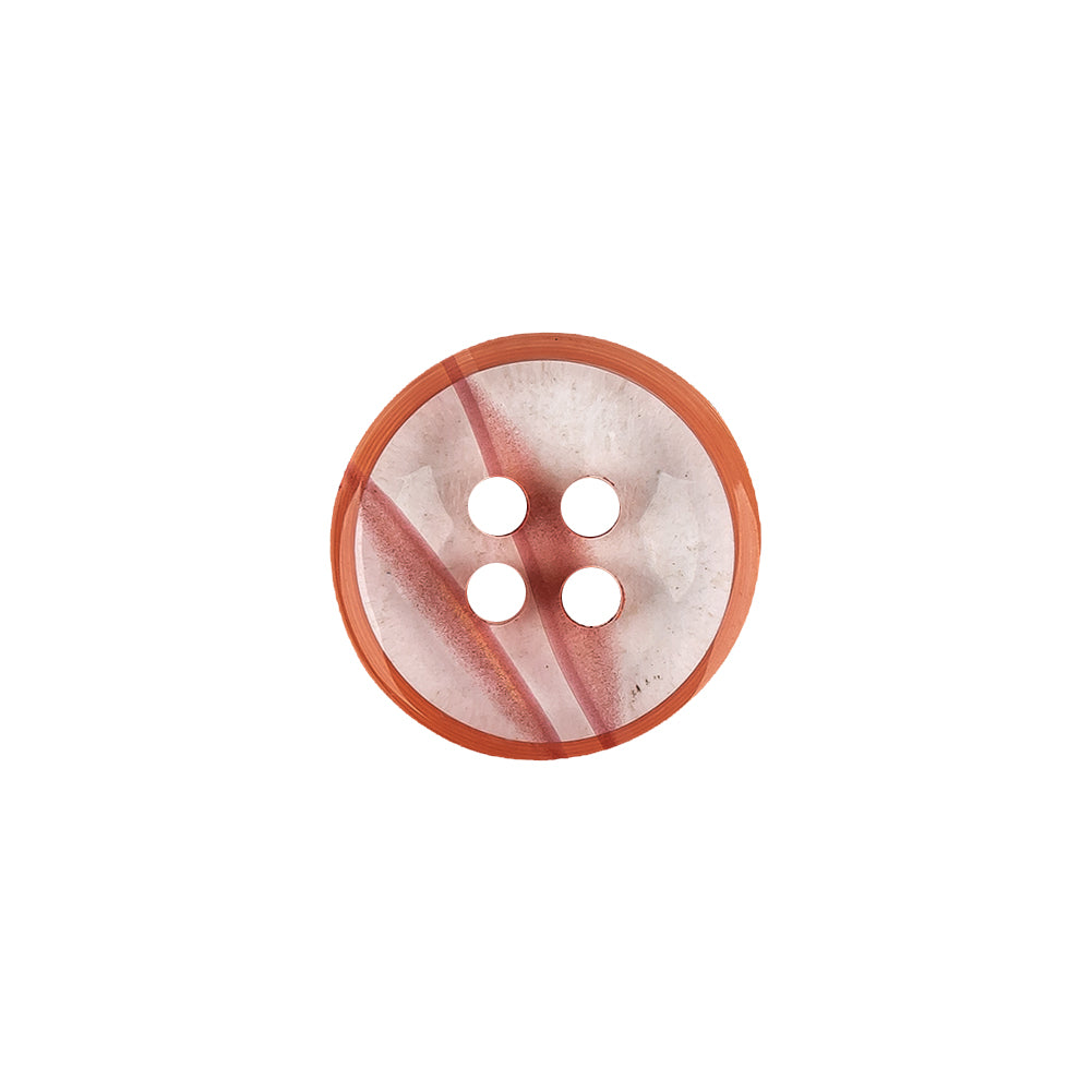 Chili and Clear Abstract Low Convex 4-Hole Plastic Button - 24L/15mm Detail Chili and Clear Abstract Low Convex 4-Hole Plastic Button - 24L/15mm Detail