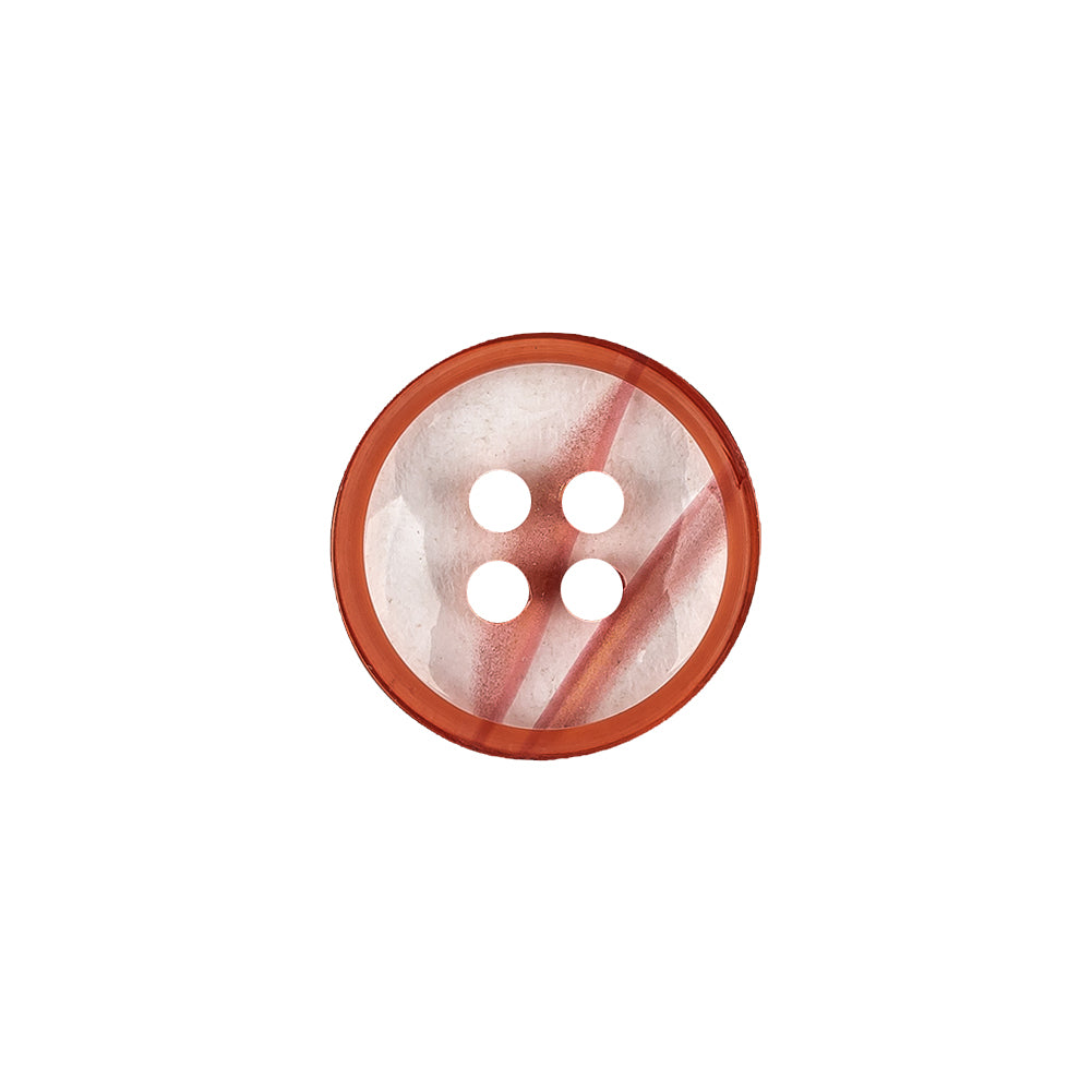 Chili and Clear Abstract Low Convex 4-Hole Plastic Button - 24L/15mm Chili and Clear Abstract Low Convex 4-Hole Plastic Button - 24L/15mm