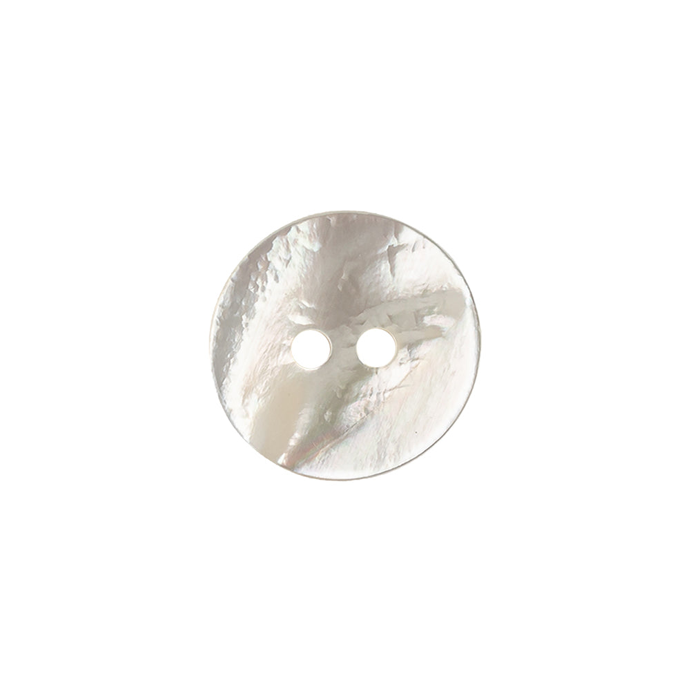 Eggshell Iridescent 2-Hole Plastic Dish Button - 24L/15mm Detail Eggshell Iridescent 2-Hole Plastic Dish Button - 24L/15mm Detail