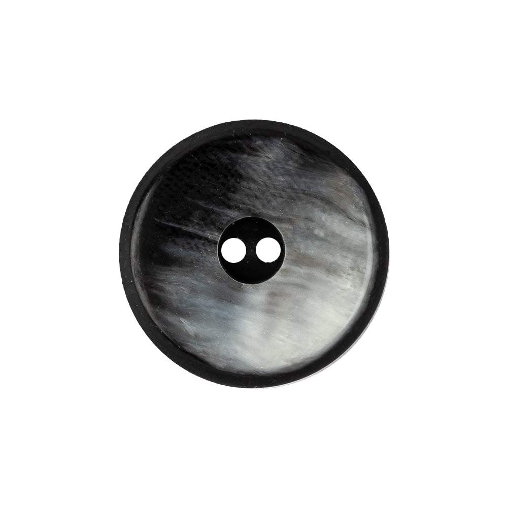 Italian Light and Dark Gray Zebra Swirls Beveled Edge 2-Hole Plastic Button - 36L/23mm