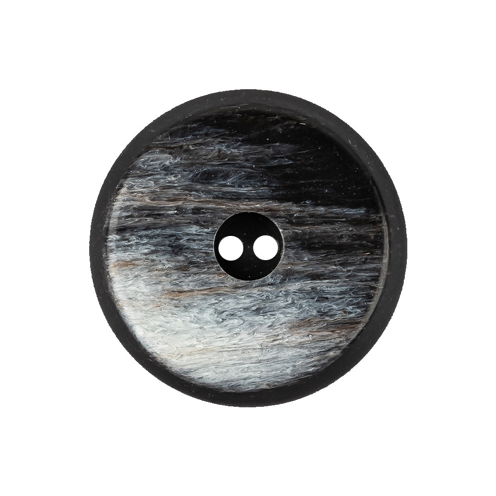 Italian Light and Dark Gray Zebra Swirls Beveled Edge 2-Hole Plastic Button - 40L/25.5mm