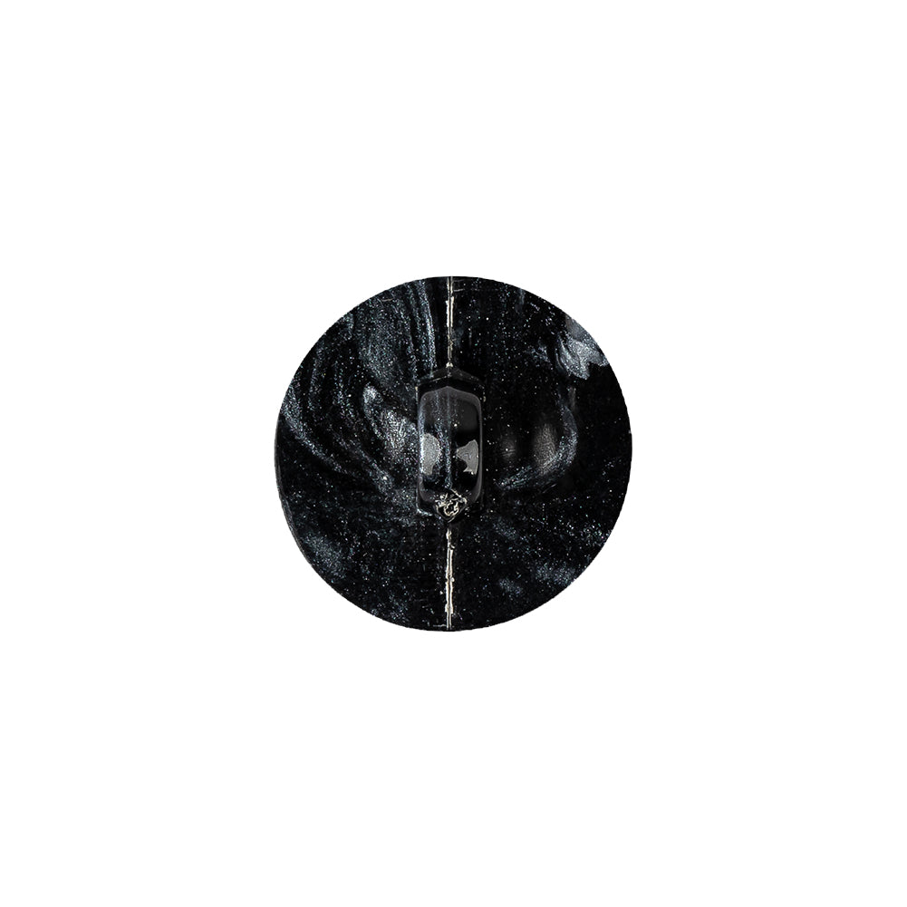 Italian Dark Sapphire and Black Iridescent Dome Shaped Shank Back Button - 24L/15mm Detail Italian Dark Sapphire and Black Iridescent Dome Shaped Shank Back Button - 24L/15mm Detail