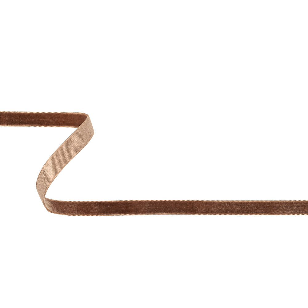 Teddy Bear Brown Single Face Velvet Ribbon - 0.375" Teddy Bear Brown Single Face Velvet Ribbon - 0.375"