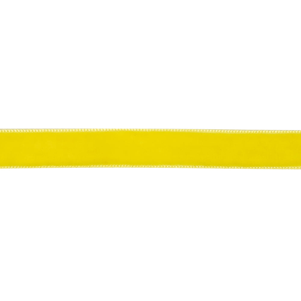 Lemon Yellow Single Face Velvet Ribbon - 0.5" Detail Lemon Yellow Single Face Velvet Ribbon - 0.5" Detail