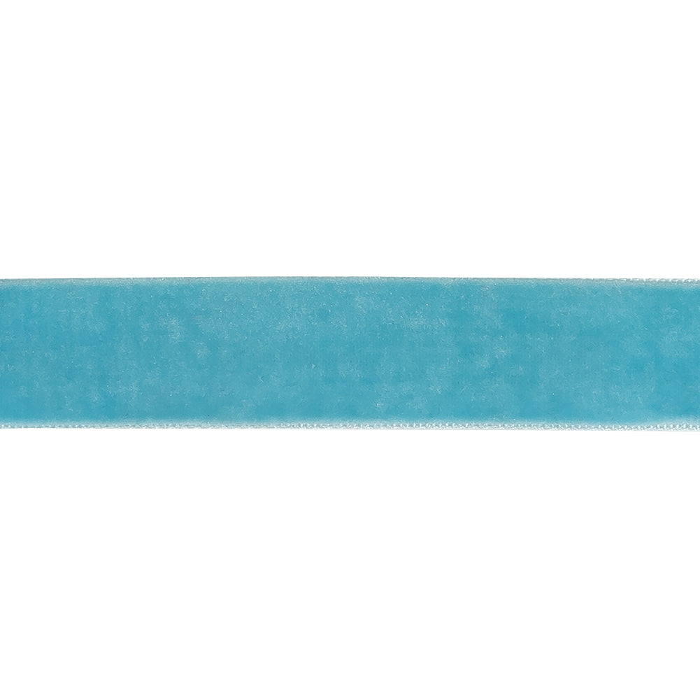 Sky Blue Single Face Velvet Ribbon - 0.75" Detail Sky Blue Single Face Velvet Ribbon - 0.75" Detail